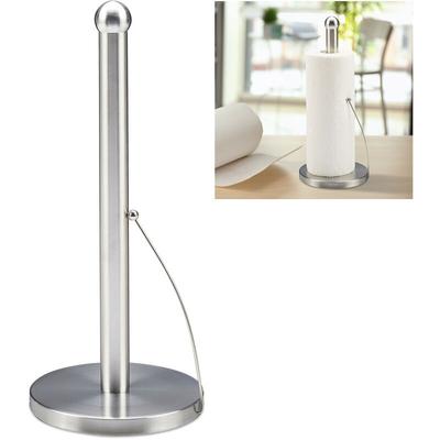 Küchenrollenhalter stehend, gebürsteter Edelstahl, Papierrollenhalter für die Küche, HxD: 35 x 15 Image
