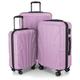 suitline - 3er Koffer-Set Trolley-Set Rollkoffer Hartschalen-Koffer Reisekoffer, TSA, (55 cm, 66 cm, 76 cm), 100% ABS, Matt, Flieder