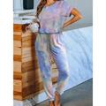 Women's T shirt Tee Pants Sets Tie Dye Casual Daily Drawstring Print Black Short Sleeve Active Sports Round Neck Spring Summer