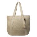 Women's Shoulder Bag Straw Bag Straw Daily Tassel Large Capacity Solid Color Green Khaki Beige