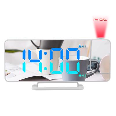 TS-9210 RGB Colorful Gradient Projection Clock LED Large Screen Mirror Digital Alarm Clock Desktop Simple Electronic Clock