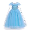 enfants filles congelés elsa princesse costumes robe flocon de neige fleur tulle robe fête d'anniversaire paillettes patchwork pleine longueur bleu maxi manches courtes élégant cosplay robes coupe régulière