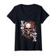 Damen Funny Poker Player Apparel ::: Gray Red Cards Skull T-Shirt mit V-Ausschnitt