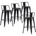 Changjie Furniture Metal Barstools Set of 4 Industrial Bar Stools Counter Stools with Backs Indoor-Outdoor Counter Height Bar Stools (30 inch Matte Black)