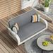 2-Seater Hanging Bench Modern 2-Person Wicker Porch Swing with Chains Patio Furniture Swing For Backyard Garden Poolside Grey + White