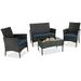 YFENGBO Patio Conversation Sets All Weather 4 Pieces Outdoor Sets Patio Sets Stain-Resistant Wicker for Patio Lawn and Garden (Exp-Blue Large)