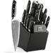 18 Pieces Damascus Kitchen Knife Set 8 Piece Non-slip ABS Ergonomic Triple Rivet Handle for Meat Fork Knife Sharpener and Kitchen Shears 17 Slots Wooden Knife Block NF-D0603T-18B