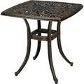 24â€� Cast Aluminum Outdoor Side Table All Weather Round Patio Coffee Table Porch Table Outdoor Bistro Table Outdoor End Table (Bronze Square)