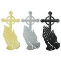 3PCS/Set Peaceful Praying Hands Wall Decor with Religious Cross Garden Decoration Ornaments