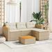 vidaXL 3 Piece Patio Sofa Set with Cushions Beige Poly Rattan