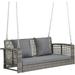 VINGLI 4 ft Outdoor Rattan Porch Swing Patio Wicker Swing Bench Chair Support 800 lbs with Cushions & Adjustable Chains Grey