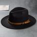 Men s Retro Felt Woolen Top Hat Leather Buckle Accessory Jazz Hats