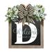 Clearance! JWDX Decorative Plaque 2024 New Last Name Year Round Front Door Wreath Front Door 24 Letter Farmhouse Wreath with Wreath Bow Spring Wreaths for Front Door Outside Hanger Decor Blue