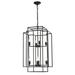 8-Light Black Farmhouse Chandelier Iron Lantern Pendant Light Rustic Cage Adjustable Height E26 Base Industrial Hanging Lights for Kitchen Island Dining Room Hallway Foyer Entryway