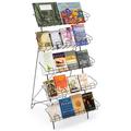 Set of 2 - Display Rack For Books DVDs Greeting Cards etc. 22-1/2 w x 24 d x 44-1/2 h Gloss Black Wire Floor-Standing Fixture Sign Slot (WRF5T23)