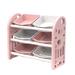 3-Tier Toy Storage Organizer with 6 Bins for Children Multi-functional Nursery Organizer with Portable Handles Small Toy Chest with Round Corners Design for Playroom Living Room