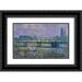 Claude Monet 2x Matted 24x18 Black Ornate Framed Art Print Charing Cross Bridge Reflections on the Thames