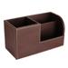 Office Desk Organizer Pen Holder Leather Desktop Organizers with Remote Control Holder 20.5*11*9.5cmbrown