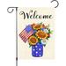 RooRuns Patriotic 4th of July Memorial Day Welcome Garden Flag American Floral Sunflower Vase Vertical Double Sided Burlap Flag Outdoor Decoration For Yard Home