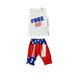 Shiningupup Toddler Kids Boys Girls 4Th of July Sleeveless Independence Day T Shirt Tops Shorts Outfits Set for Kids 10 12 Baby Boy Clothes 3 6 Months Summer Baby Boy Rompers