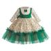 PMUYBHF Baby Girl Christmas Dress 3-6 Months Kids Toddler Girls Christmas Long Sleeve Print Tulle Embroidery Lace Ruffles Party Evening Dress Wedding Dress Princess Dress Baby Girl Dresses