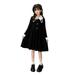 HBYJLZYG Knitted Sweater Dress Girls Dress Crew Neck Lapel Solid Color Long Sleeve Ruffled Dress Size 2-10 Years