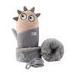 Uuszgmr Fall Winter Children Gloves Kid Fashion Warm Outdoor Linking Neck Plus Velvet Thick Suede Cartoon Cute Gloves