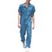 snowsong Mens Jumpsuit Lounge Set Men Spring And Summer Lightweight Jumpsuit Comfortable Lapel Solid Jumpsuit Casual Plus Size Short Sleeve Jumpsuit One Piece Jumpsuit Blue M