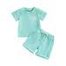 Canis Stylish Rainbow Print T-Shirt and Shorts Set for Toddler Baby Summer Outfits