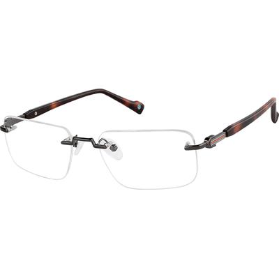 Zenni Men's Rectangle Rimless Glasses Tortoiseshell Mixed Frame