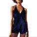 Urban Outfitters Dresses | Navy Urban Outfitters Velvet Romper - Size M | Color: Blue | Size: M