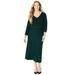Plus Size Women's Fit N Flare Sweater Dress by Catherines in Emerald Green Stripes (Size 1X)