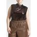 Plus Size Women's Sequin Funnel Neck Top by ELOQUII in Mahogany Brown (Size 30/32)