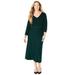 Plus Size Women's Fit N Flare Sweater Dress by Catherines in Emerald Green Stripes (Size 4X)