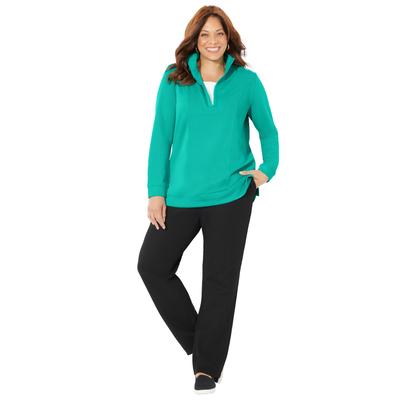 Plus Size Women's Soft-Touch Duet Top by Catherines in Aqua Sea (Size 1X)