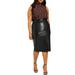 Plus Size Women's Faux Leather Column Midi Skirt by ELOQUII in Black (Size 28)