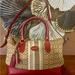 Coach Bags | Coach Tan Signature With Red Leather Accents Shoulder Bag Satchel | Color: Red/Tan | Size: Os