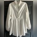 Free People Tops | Free People Corset Like Bustle Long Back Button Down Blouse | Color: White | Size: L
