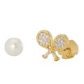 Kate Spade Jewelry | Kate Spade Queen Of The Court Tennis Racquet Asymmetrical Stud Gold Earrings | Color: Gold/White | Size: Os