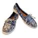 Coach Shoes | Coach Richelle Boat Shoes W/ Blue Monogram Logo And Gray Laces Size 8 | Color: Blue/Gray | Size: 8