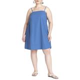 Plus Size Women's Relaxed Square Neck Mini Dress by ELOQUII in Marine Teal (Size 20)