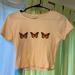 Urban Outfitters Tops | Creme Butterfly Urban Outfitters Crop Top | Color: Cream/Orange | Size: M