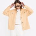 Madewell Jackets & Coats | Madewell Women’s Jacket Large Brushed Herringbone Knit Shirt Button Down Coat | Color: Cream/Gold | Size: L