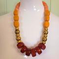 Anthropologie Jewelry | Anthropologie Red, Orange, And Gold Beaded Necklace | Color: Gold/Orange | Size: Os