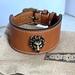 Gucci Jewelry | Gucci 729061 Harness Brown Leather Bracelet W/Lion Head & Brass Hardware, Sz M | Color: Brown | Size: Os