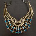 Anthropologie Jewelry | Anthropologie Turquoise And Gold Chunky Necklace | Color: Blue/Gold | Size: Os