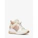 Michael Kors Shoes | Michael Kors Georgie Color-Block Leather Logo Jacquard Trainer Natural 9.5 New | Color: Cream | Size: 9.5