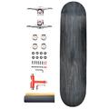 Venom Core Complete Skateboard kit - Black Wood Stain Deck - Double Kick Trick Skateboard for Kids Boys/Girls Adults Beginners Advance - Deck/Trucks/Wheels etc - Black Deck/Raw Trucks - 8.0