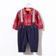 Toddler Boys Shirt+Bib Pants Gentleman Baby Bowtie Long Sleeve Print Tops Trousers Red 2-3T/100