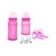Everyday Baby Glass Baby Bottles Growing Set, From 0 Months, 2 Glass Bottles with Heat Sensor (150 and 240 ml), 2 Drinking Spouts, 2 Easy Grip Drinking Learner Handles, Pink, 6 Pieces, 30 817 0298 01